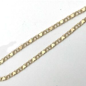10k Yellow Gold Retro Heart Mirror Bracelet.  8"